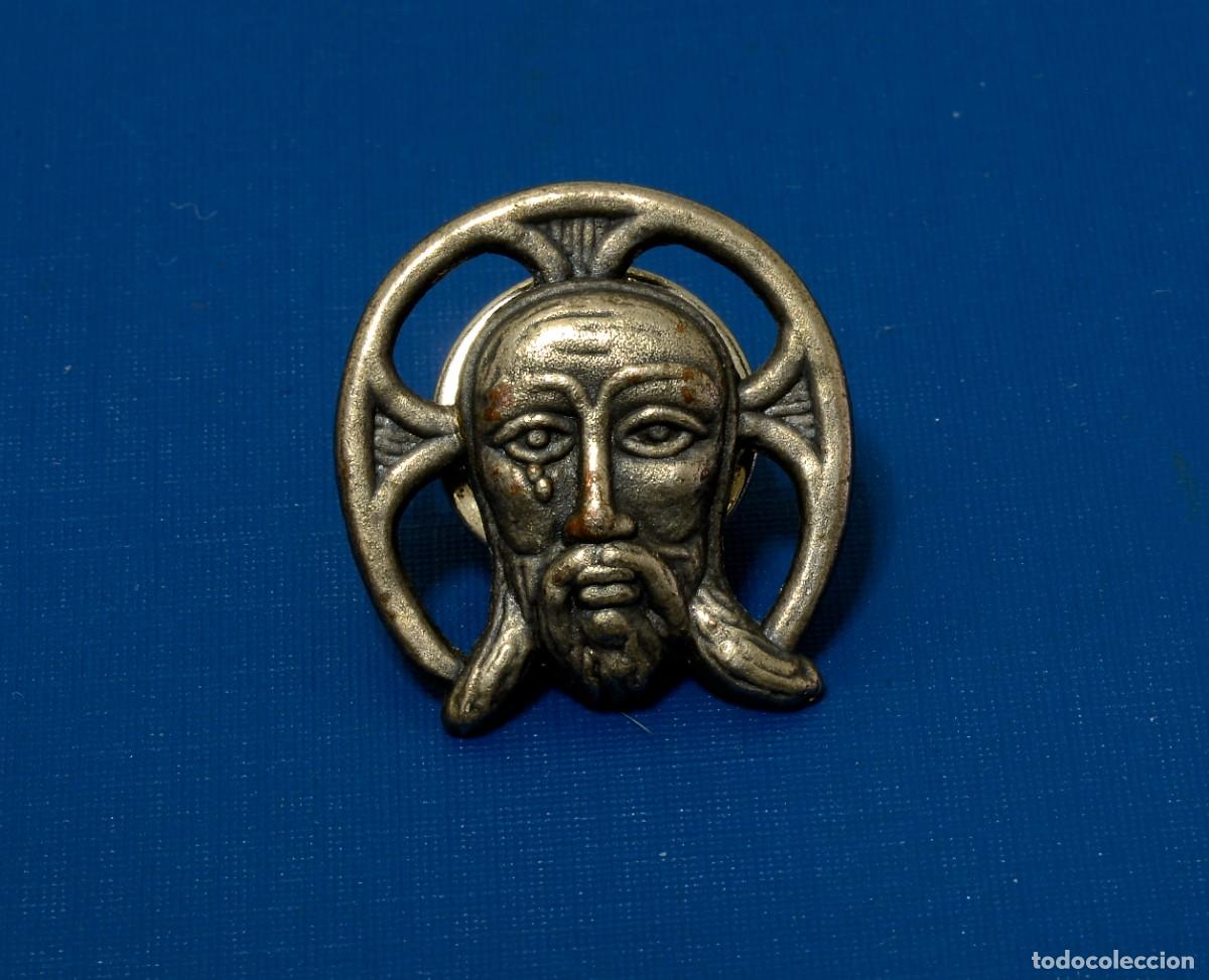 Antig&uuml;edades: PIN EN COBRE PLATEADO ROSTRO DE JES&Uacute;S - Foto 1