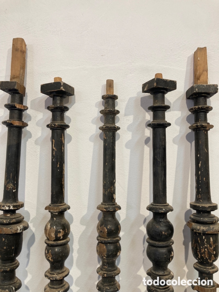 Antig&uuml;edades: Balaustre madera pintado negro - Foto 5