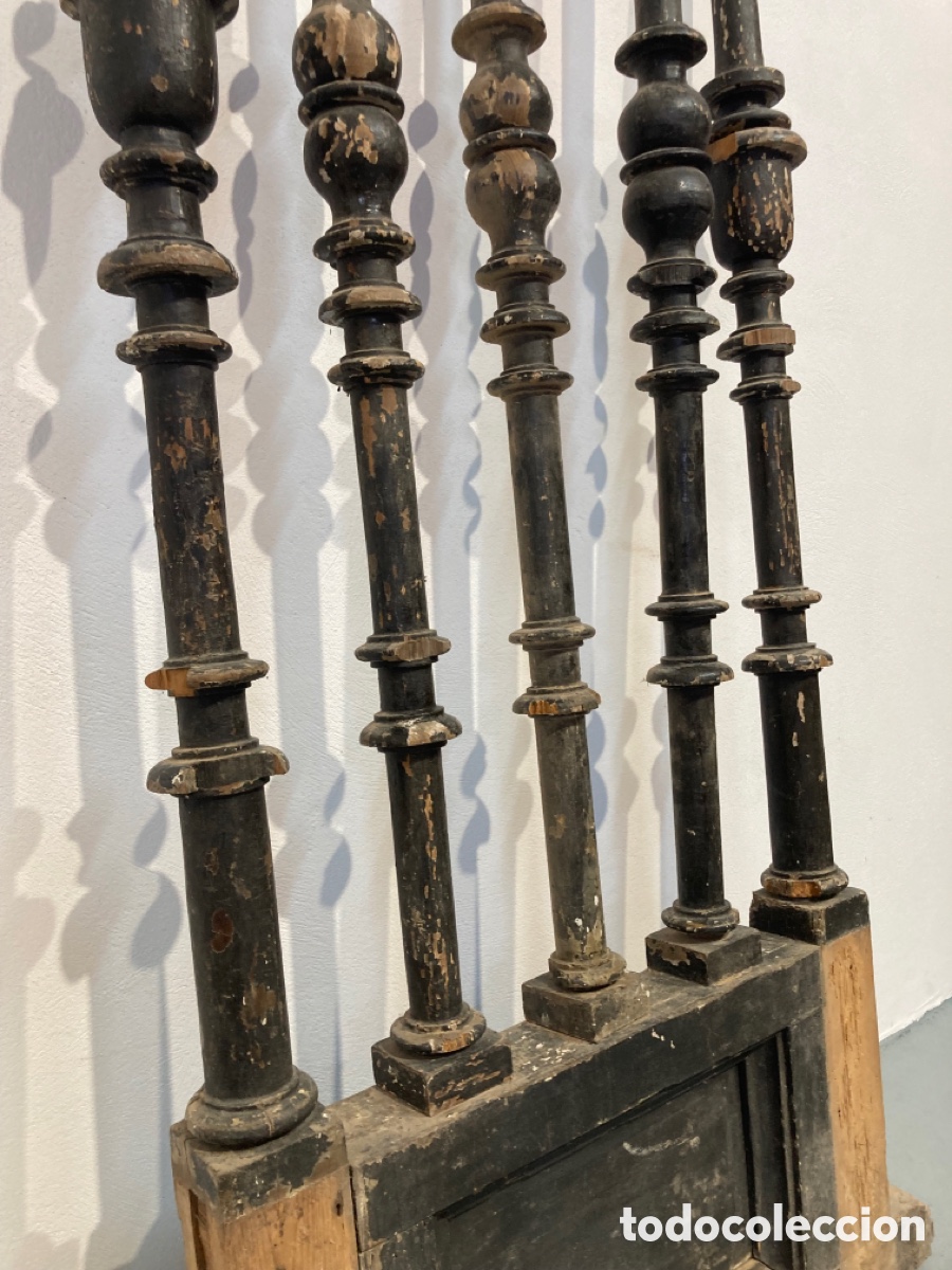 Antig&uuml;edades: Balaustre madera pintado negro - Foto 7