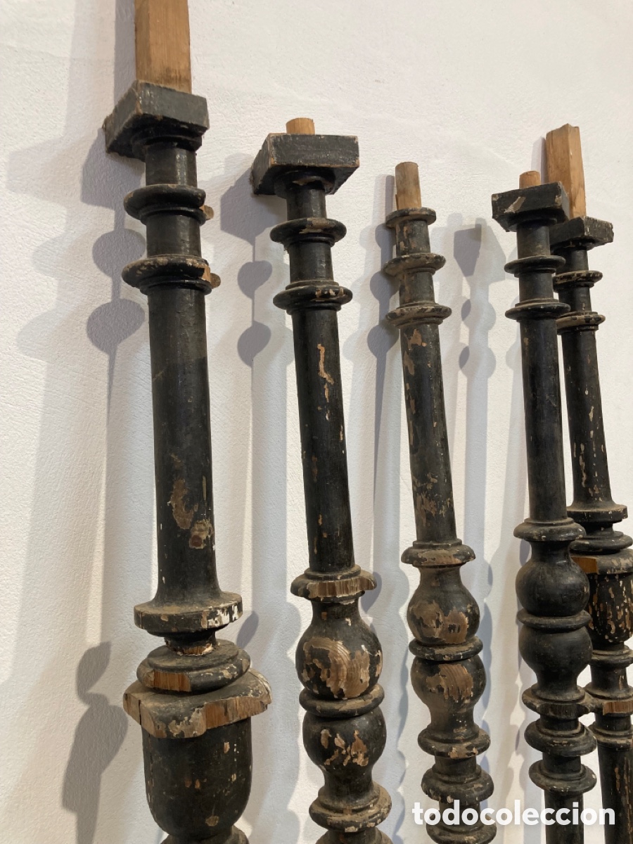 Antig&uuml;edades: Balaustre madera pintado negro - Foto 9
