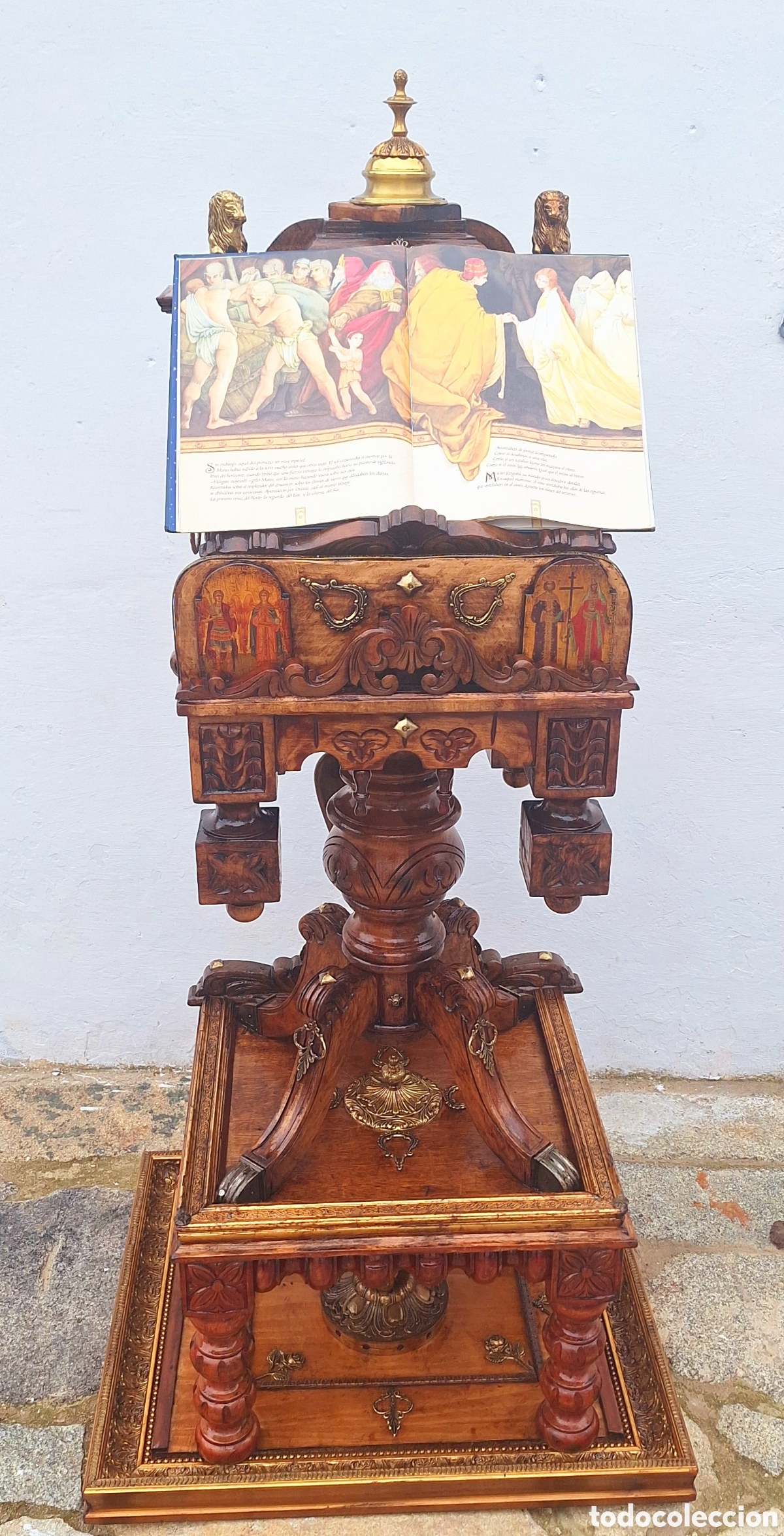 Antig&uuml;edades: Atril de madera metal y bronce - Foto 9