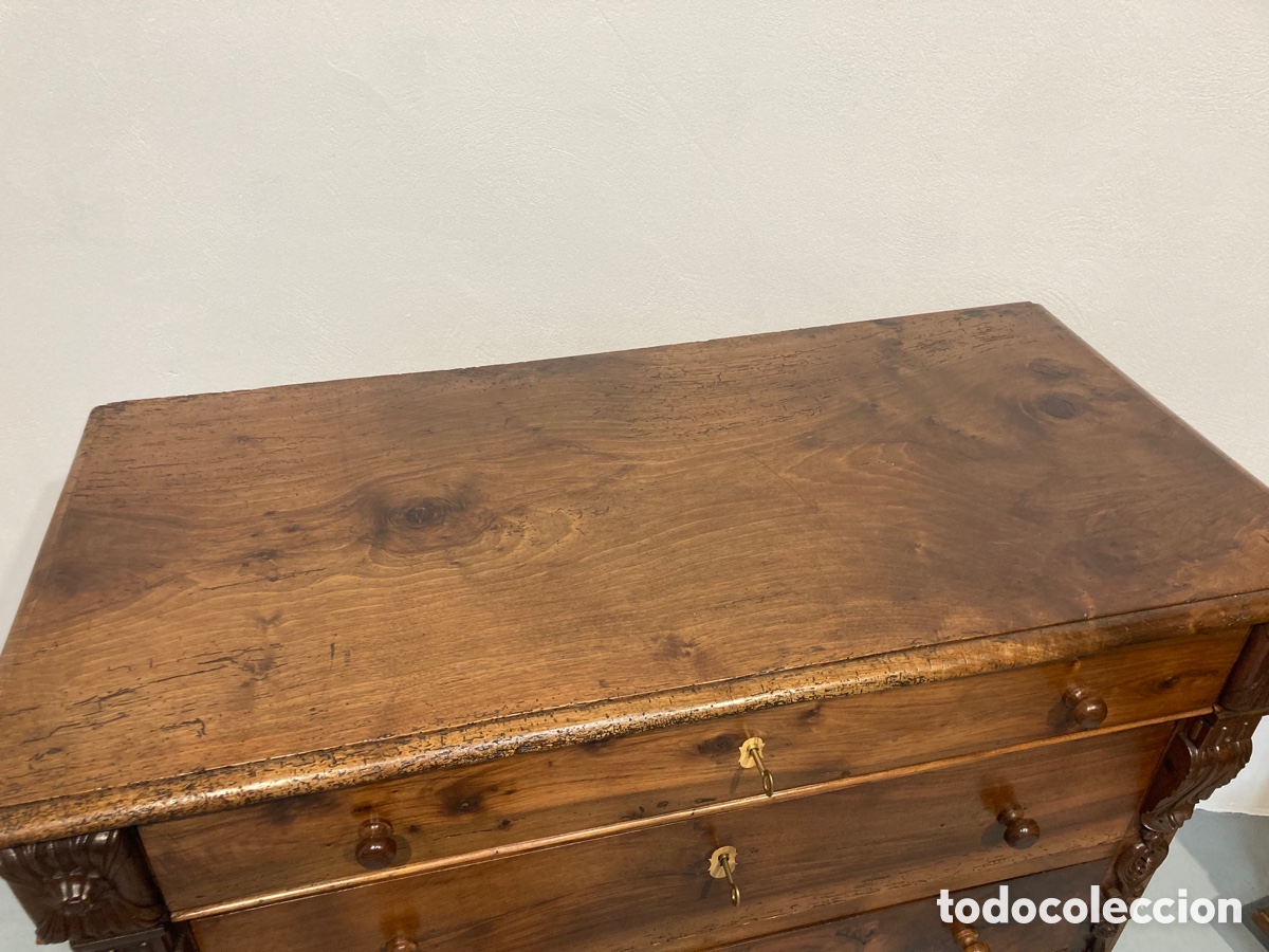 Antig&uuml;edades: Antigua c&oacute;moda nogal restaurada - Foto 13