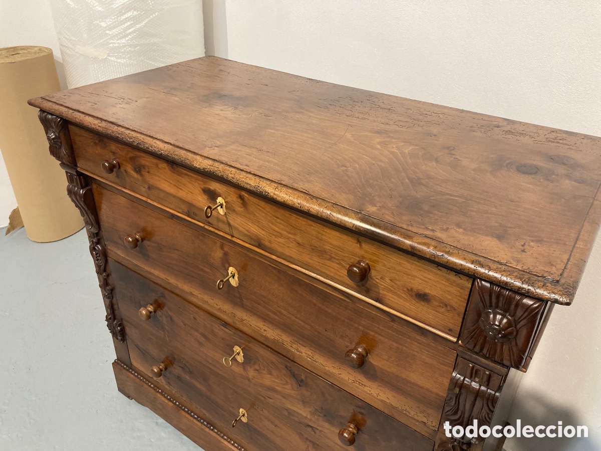 Antig&uuml;edades: Antigua c&oacute;moda nogal restaurada - Foto 18