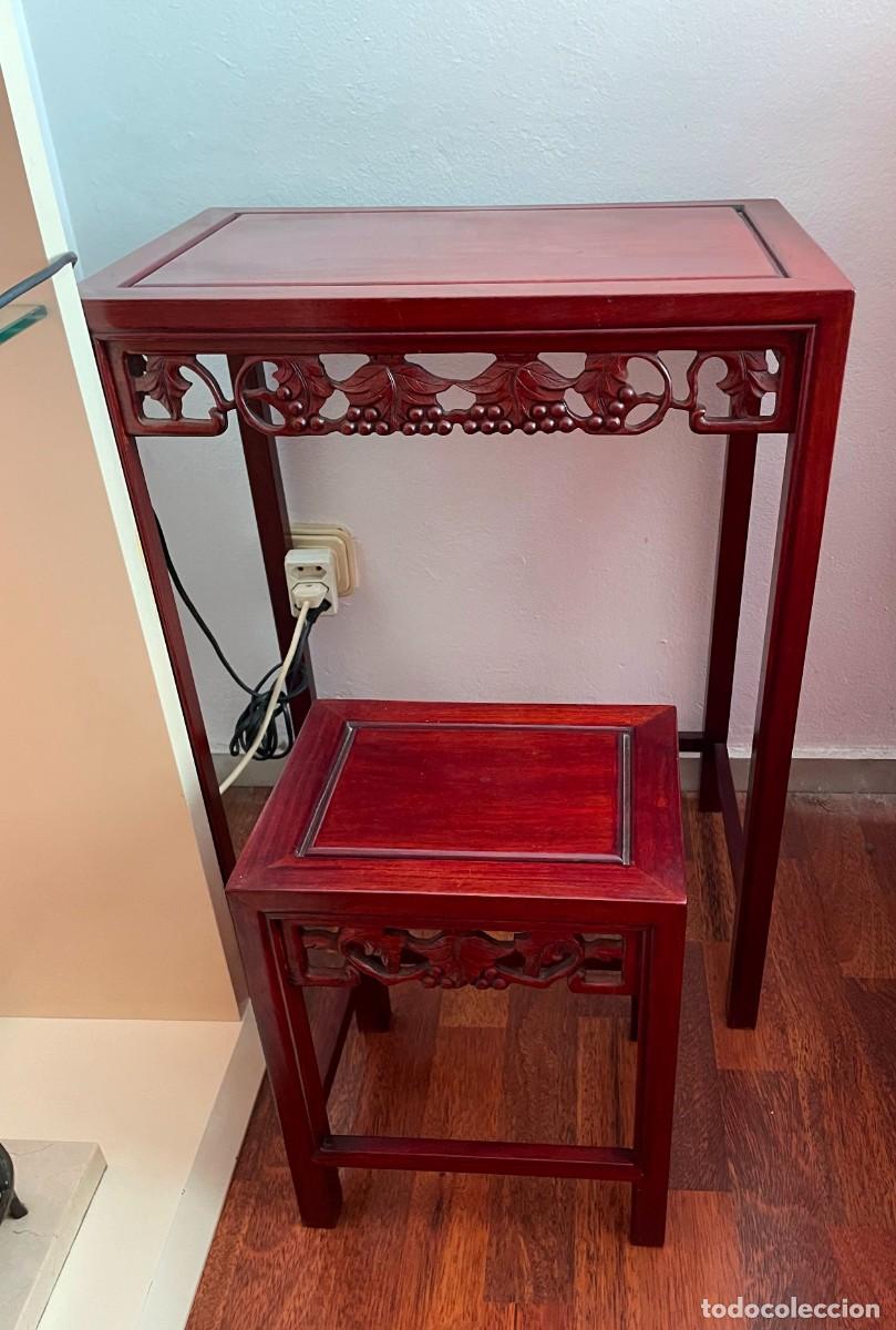 Antig&uuml;edades: MESA Y TABURATE MADERA PALO ROSA - Foto 1