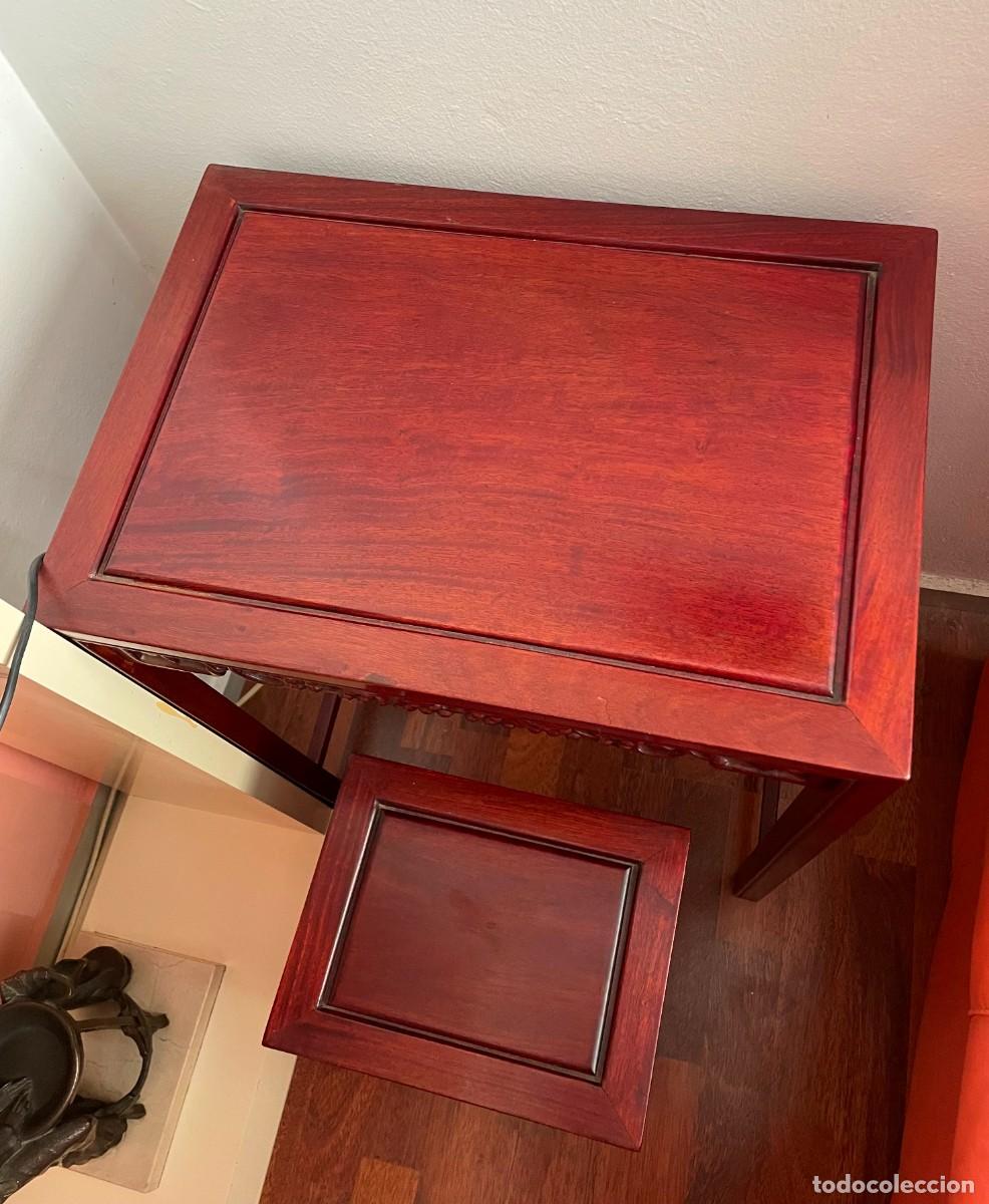 Antig&uuml;edades: MESA Y TABURATE MADERA PALO ROSA - Foto 4