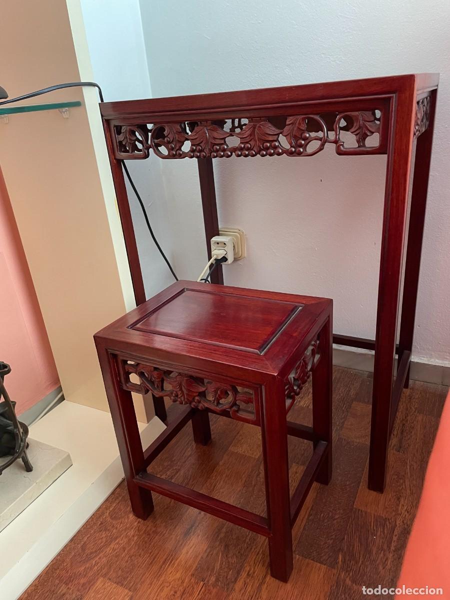 Antig&uuml;edades: MESA Y TABURATE MADERA PALO ROSA - Foto 5