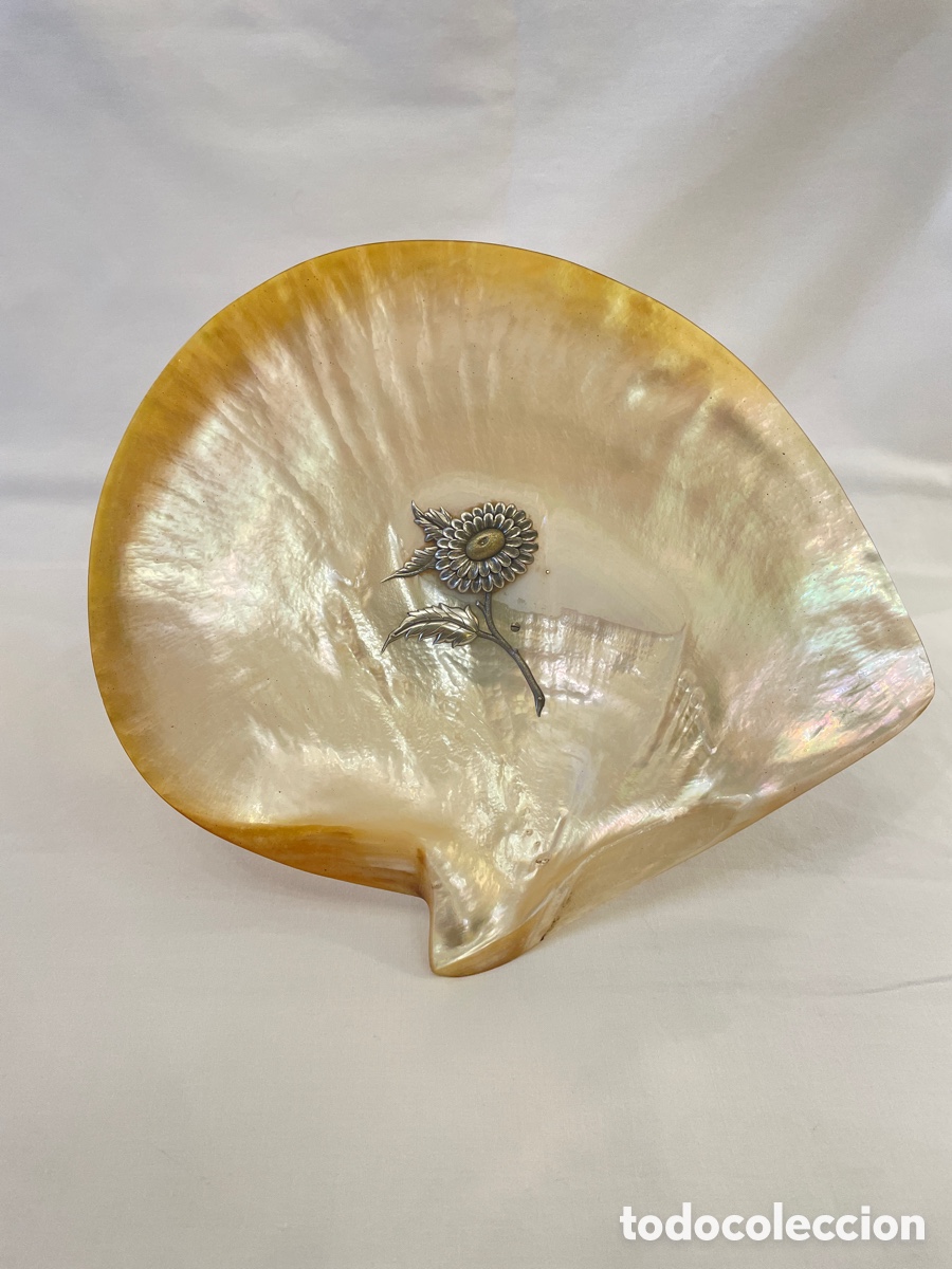Antig&uuml;edades: Concha de n&aacute;car y plata. 25,5 cm - Foto 3