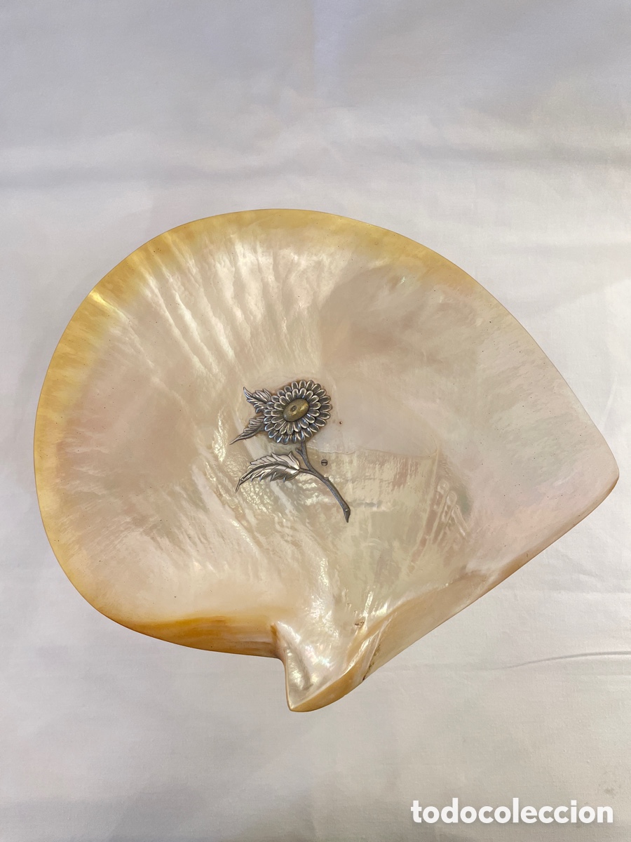 Antig&uuml;edades: Concha de n&aacute;car y plata. 25,5 cm - Foto 4