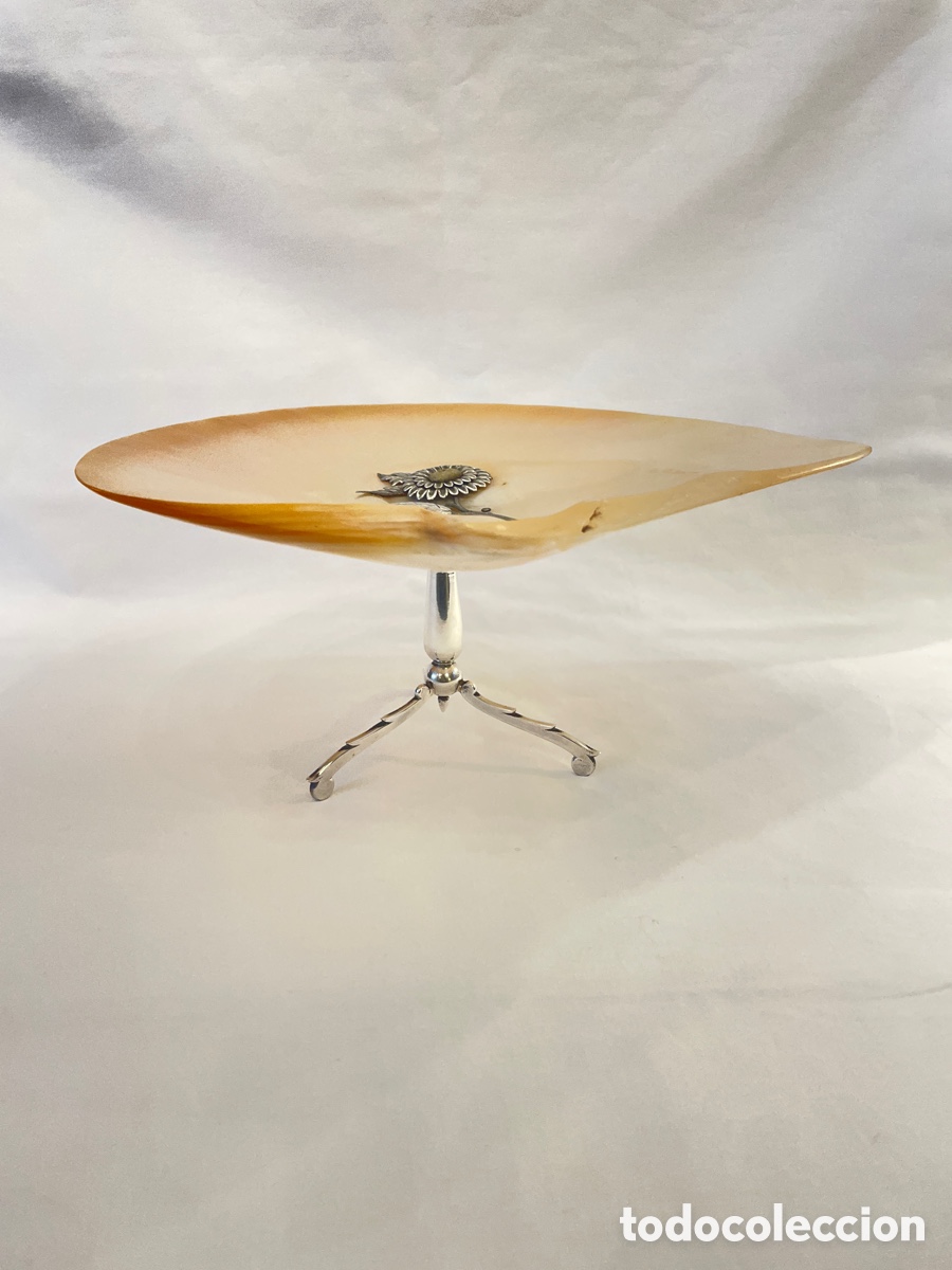Antig&uuml;edades: Concha de n&aacute;car y plata. 25,5 cm - Foto 1
