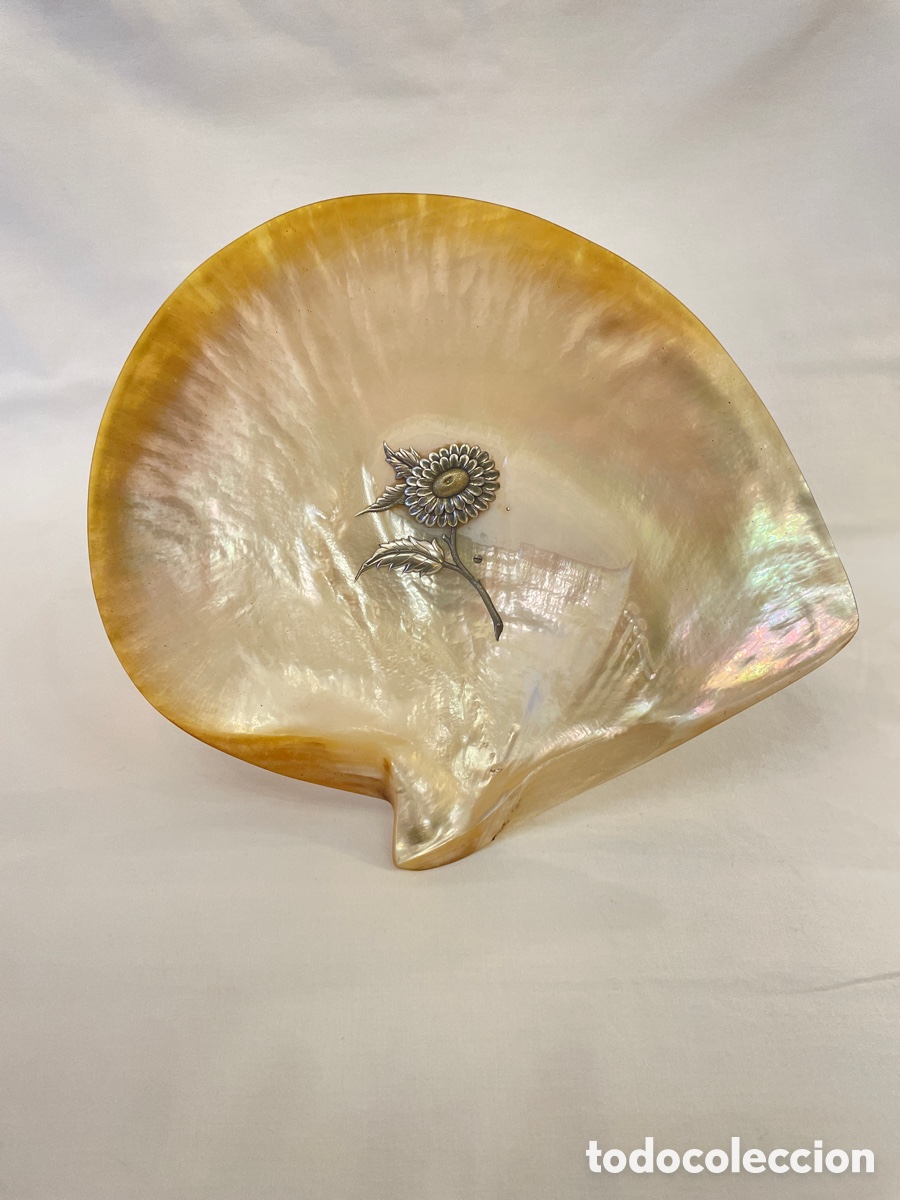 Antig&uuml;edades: Concha de n&aacute;car y plata. 25,5 cm - Foto 2