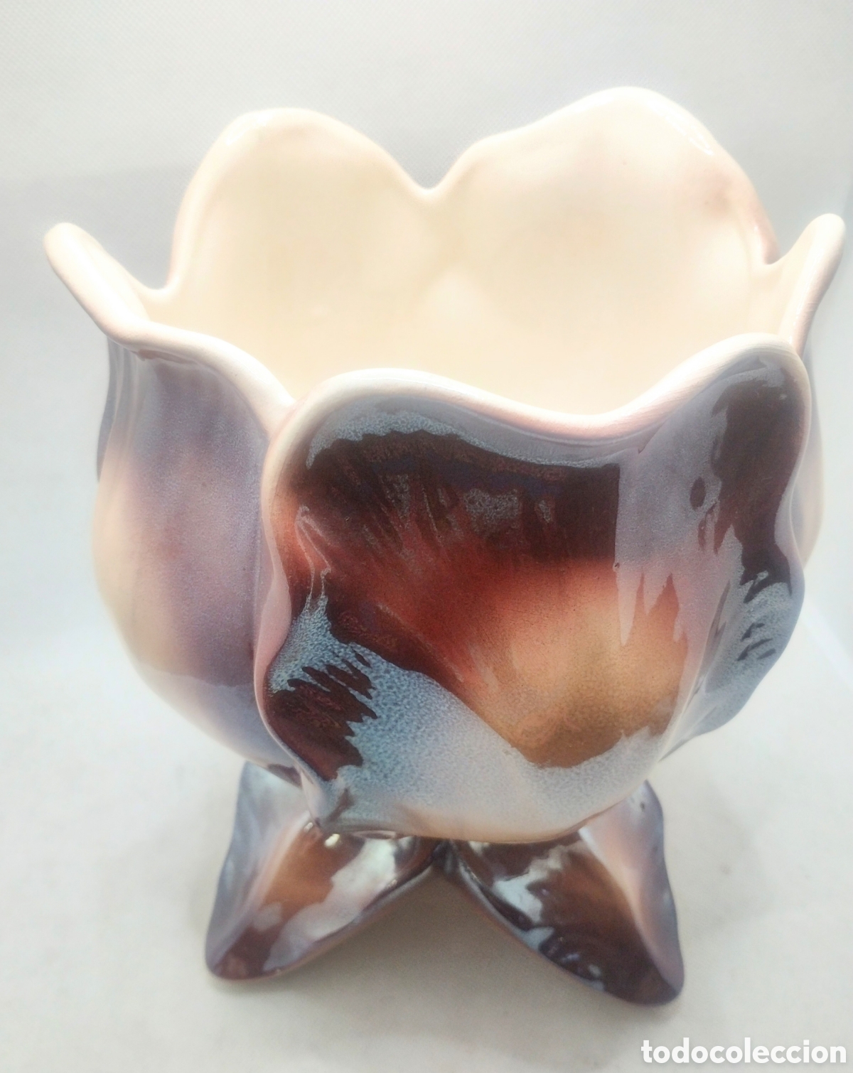 Antig&uuml;edades: Gran centro de mesa en forma de flor con esmaltes reflejo - Foto 2