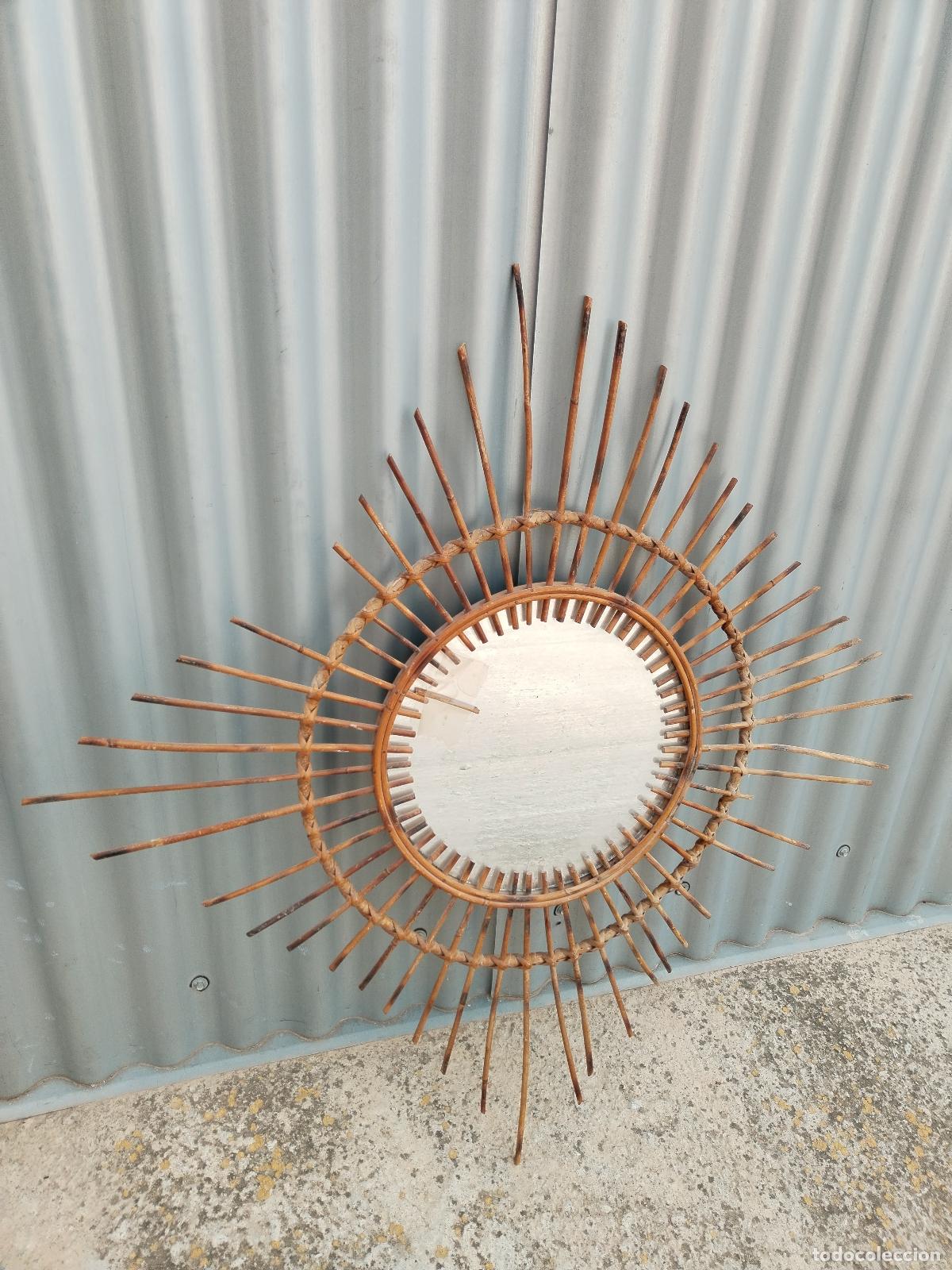 Antig&uuml;edades: antiguo espejo de sol de mimbre - Foto 6