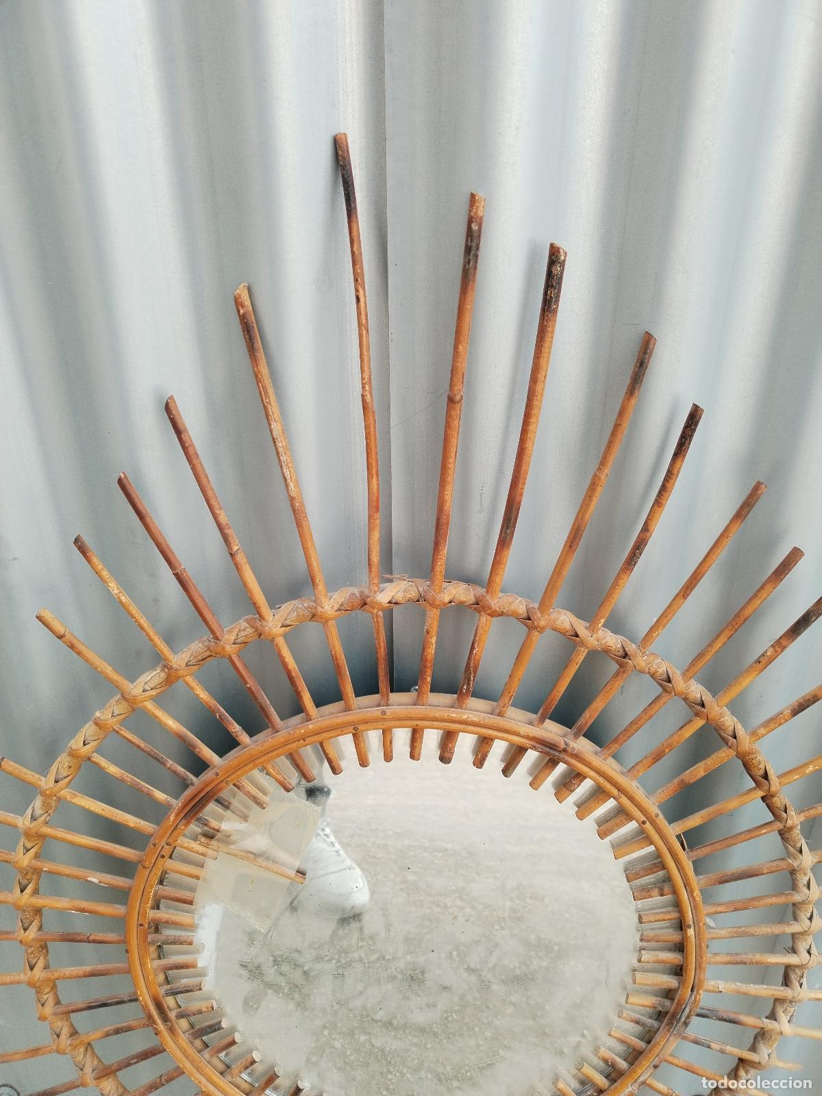 Antig&uuml;edades: antiguo espejo de sol de mimbre - Foto 8