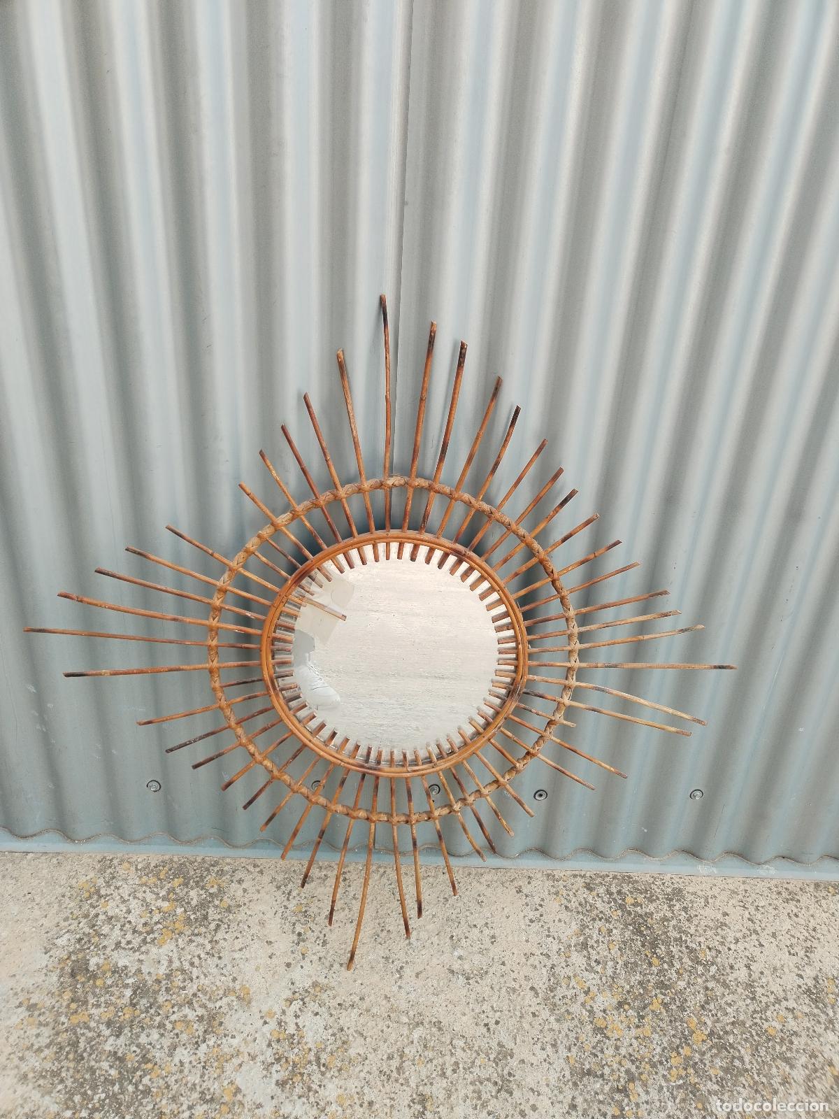 Antig&uuml;edades: antiguo espejo de sol de mimbre - Foto 10