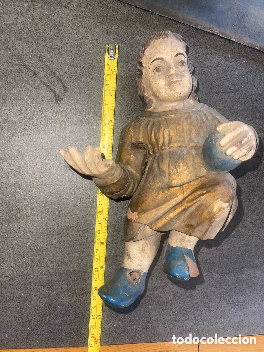 Antig&uuml;edades: Ni&ntilde;o Jes&uacute;s talla machembrado madera - Foto 4