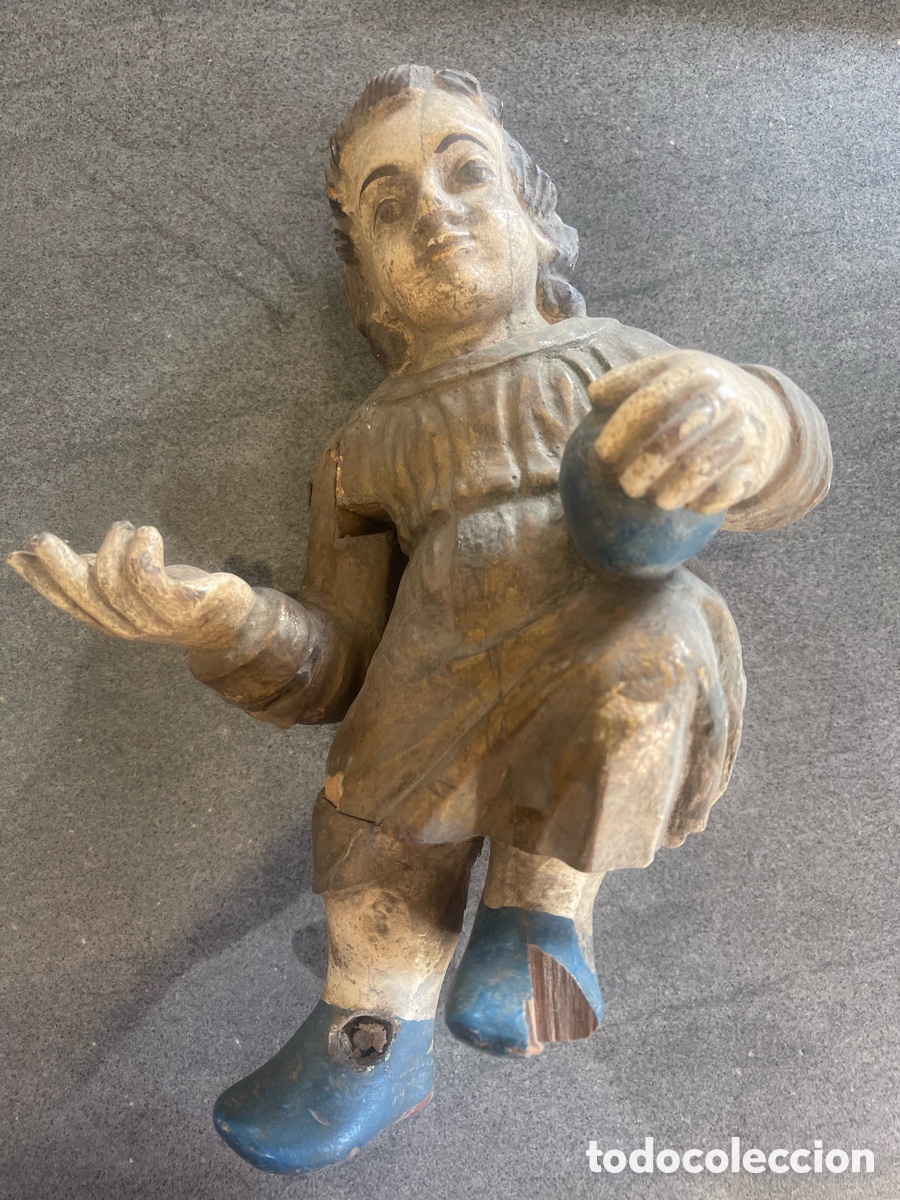 Antig&uuml;edades: Ni&ntilde;o Jes&uacute;s talla machembrado madera - Foto 1