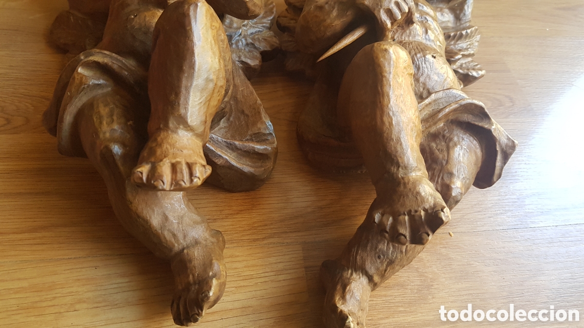 Antig&uuml;edades: Angeles querubines de madera tallada - Foto 7
