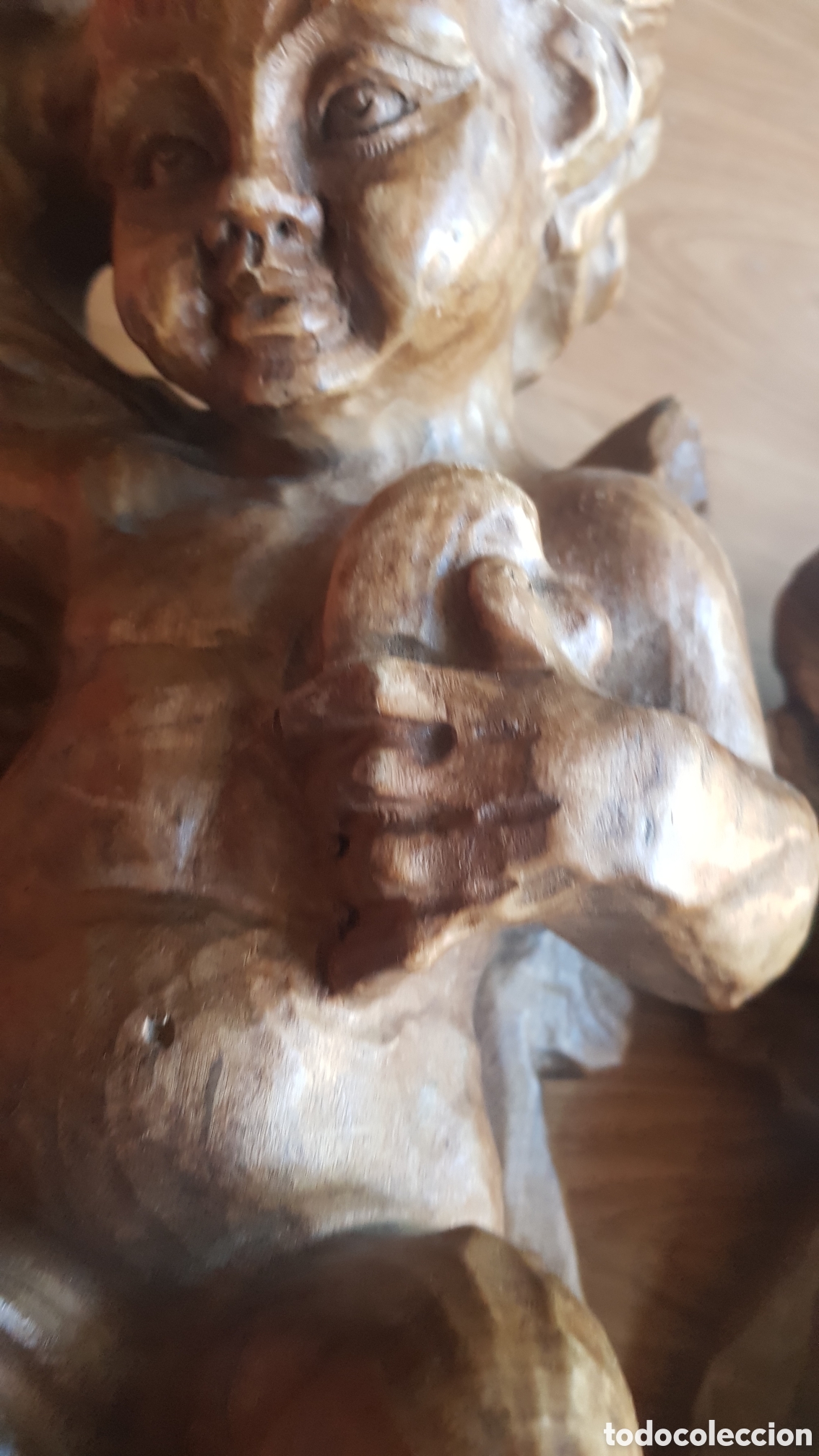Antig&uuml;edades: Angeles querubines de madera tallada - Foto 8
