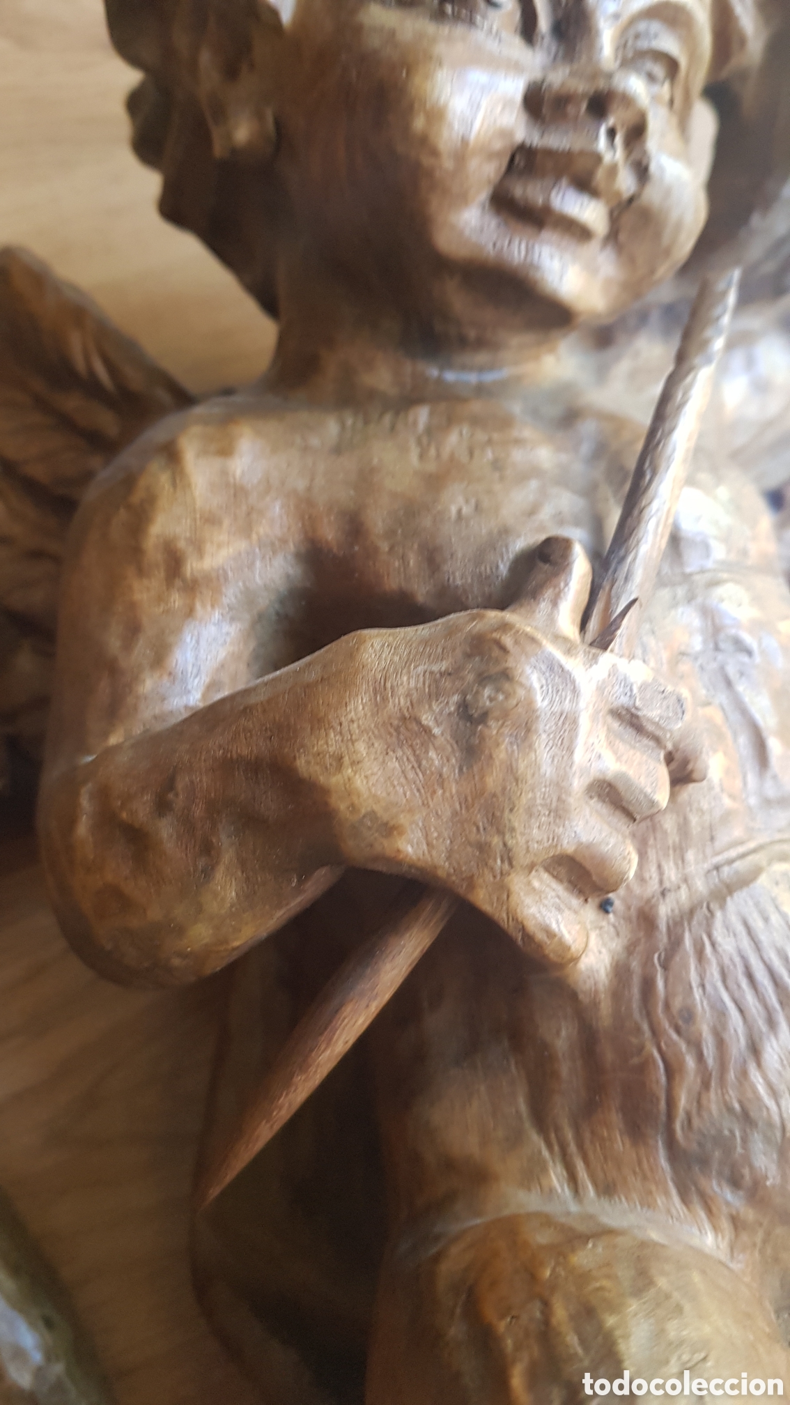 Antig&uuml;edades: Angeles querubines de madera tallada - Foto 9