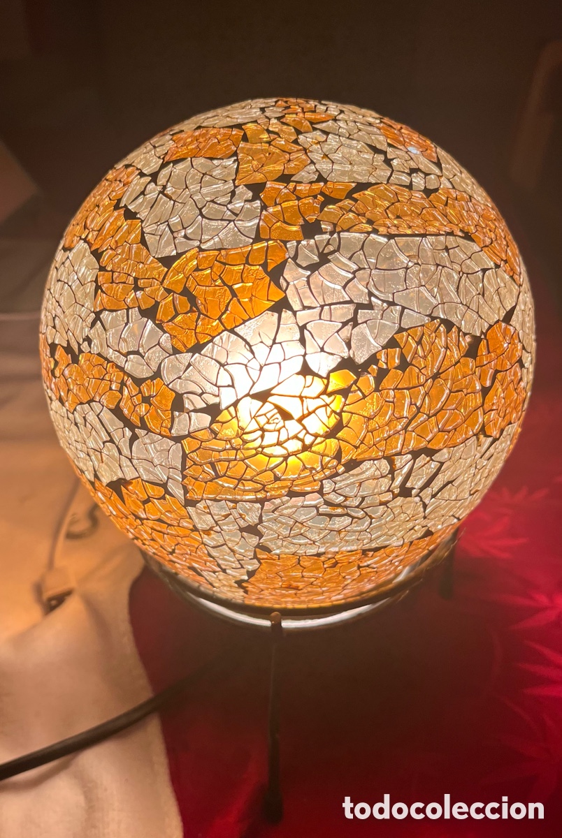 Antig&uuml;edades: Lampe boule en verre craquel&eacute;s - Foto 1