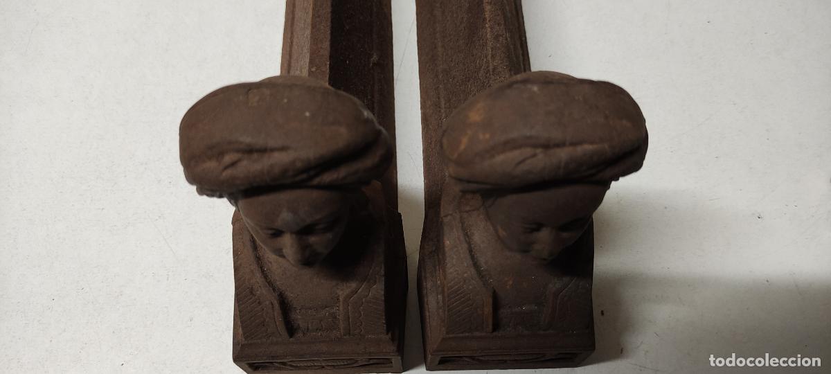Antig&uuml;edades: ANTIGUOS MORILLOS DE CHIMENEA 44CM - Foto 4