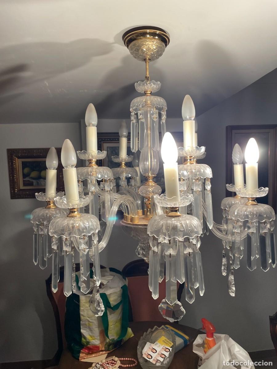 Antig&uuml;edades: lampara ara&ntilde;an de cristal 12 brazos - Foto 2