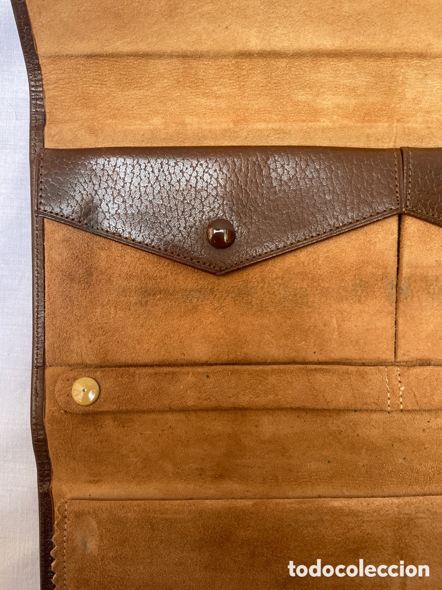 Antig&uuml;edades: Cartera joyero de piel. 25 cm - Foto 5