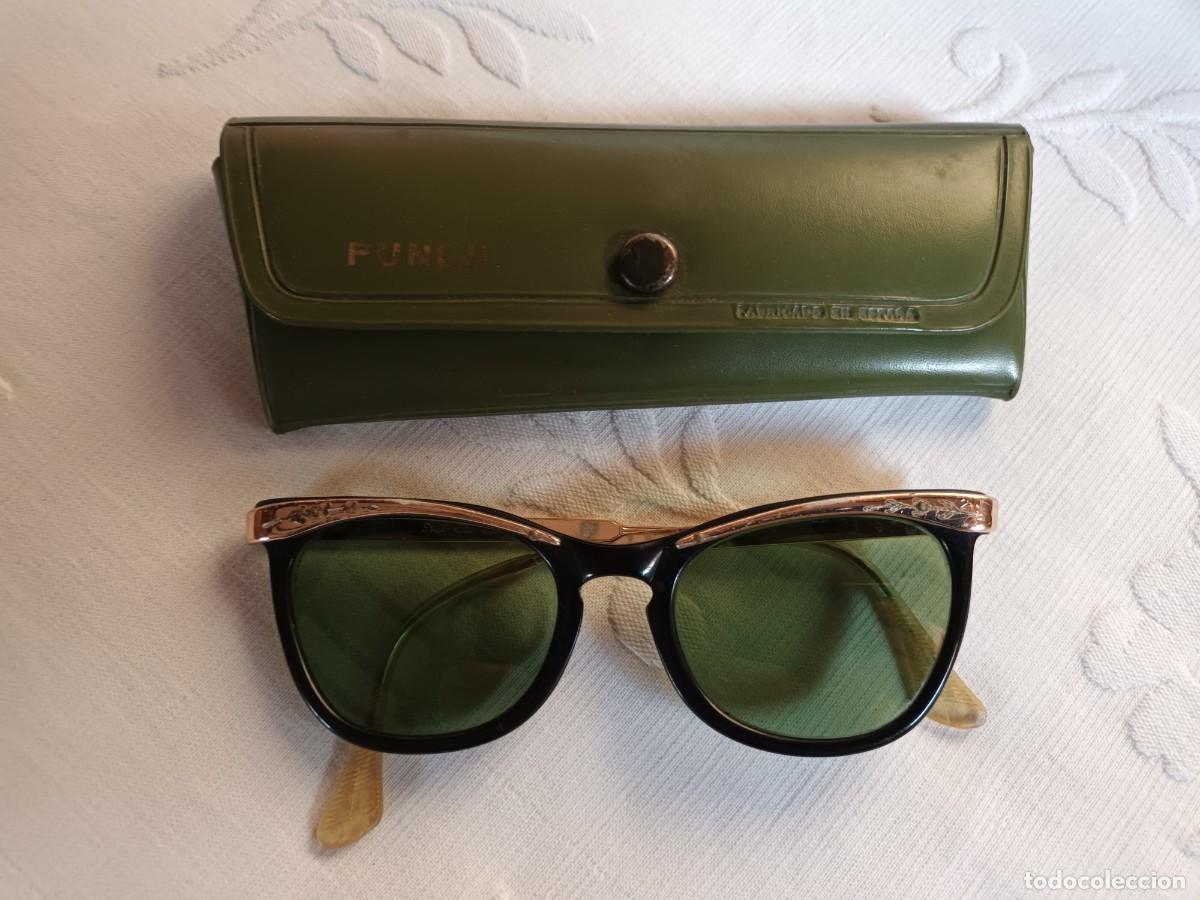 Antig&uuml;edades: GAFAS DE SOL DE PASTA Y CRISTAL CON FUNDA MARCA PUNCH - Foto 1