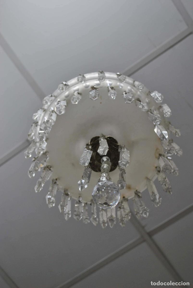 Antig&uuml;edades: L&Aacute;MPARA COLGANTE CRISTAL DE OPALINA - Foto 5