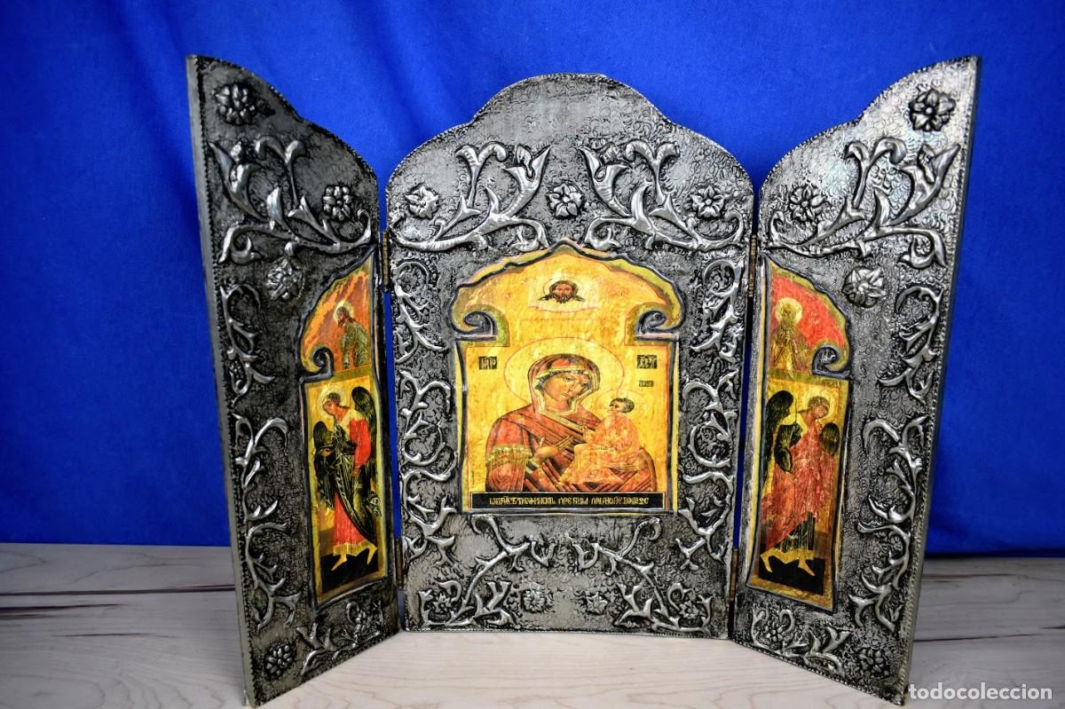 Antig&uuml;edades: Antiguo Tr&iacute;ptico Religioso Icono Ortodoxo - Foto 1