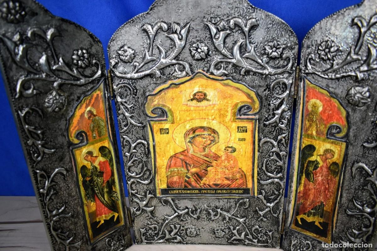 Antig&uuml;edades: Antiguo Tr&iacute;ptico Religioso Icono Ortodoxo - Foto 2