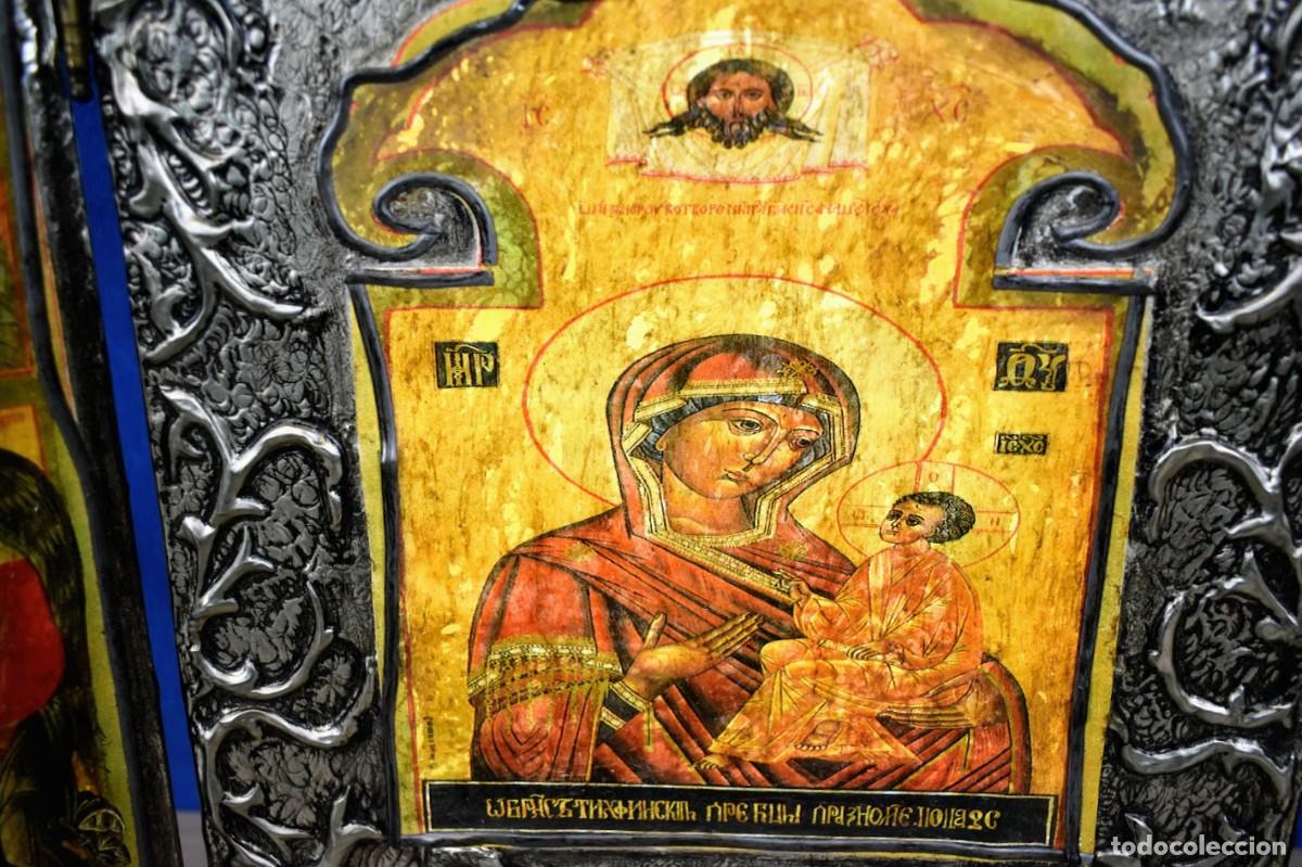 Antig&uuml;edades: Antiguo Tr&iacute;ptico Religioso Icono Ortodoxo - Foto 3