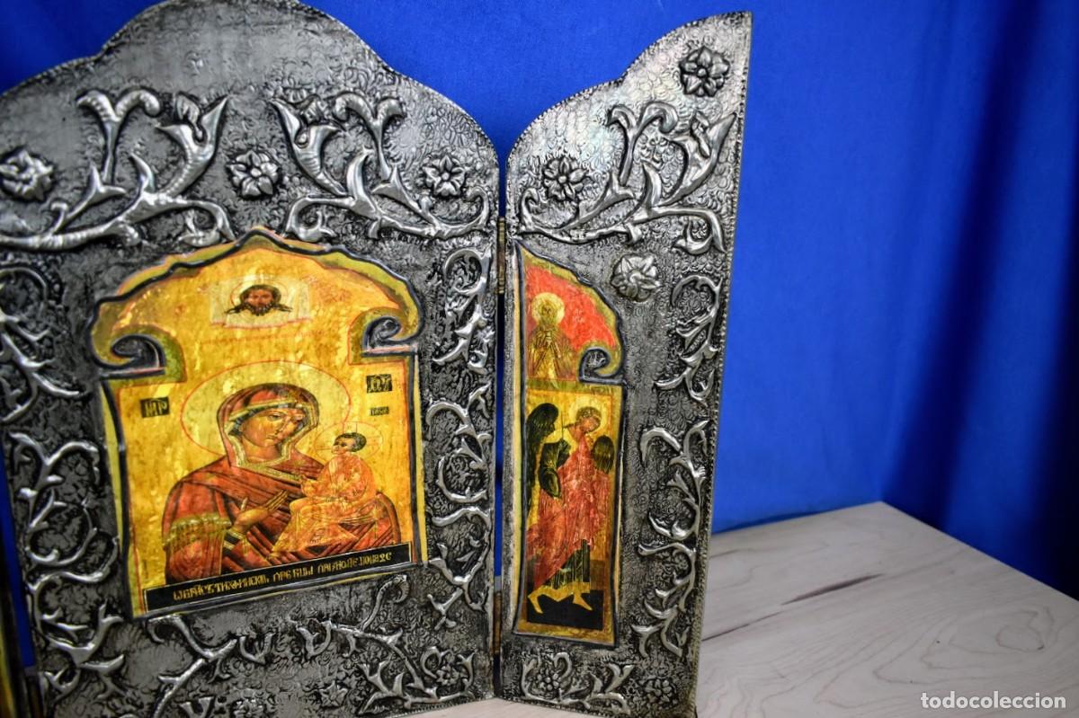 Antig&uuml;edades: Antiguo Tr&iacute;ptico Religioso Icono Ortodoxo - Foto 4