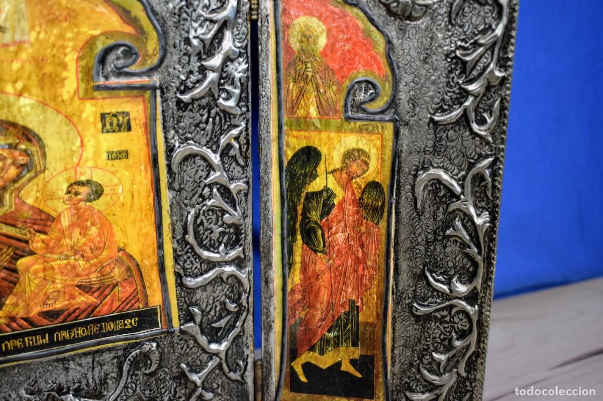Antig&uuml;edades: Antiguo Tr&iacute;ptico Religioso Icono Ortodoxo - Foto 5