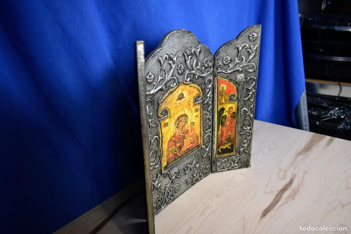 Antig&uuml;edades: Antiguo Tr&iacute;ptico Religioso Icono Ortodoxo - Foto 7