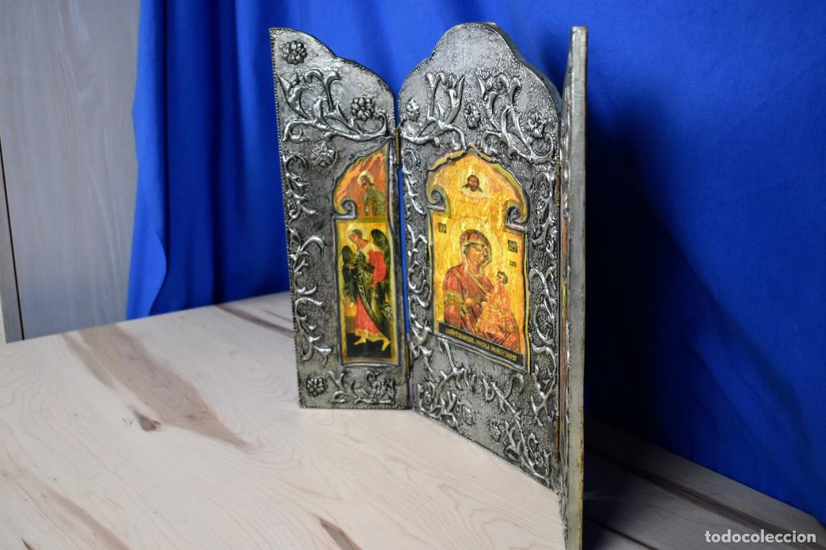 Antig&uuml;edades: Antiguo Tr&iacute;ptico Religioso Icono Ortodoxo - Foto 8