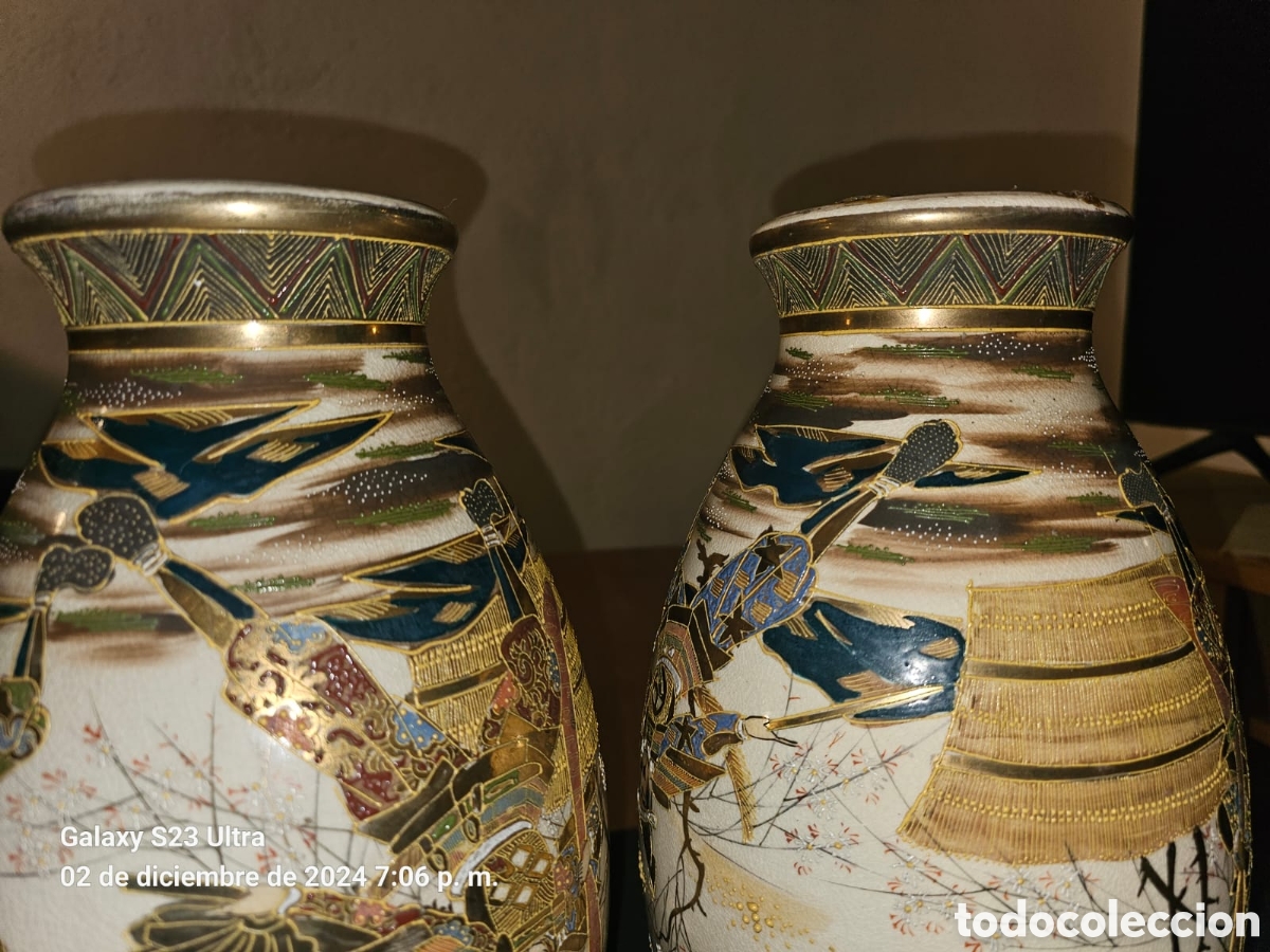 Antig&uuml;edades: Jarrones japoneses satsumas samurais. - Foto 12