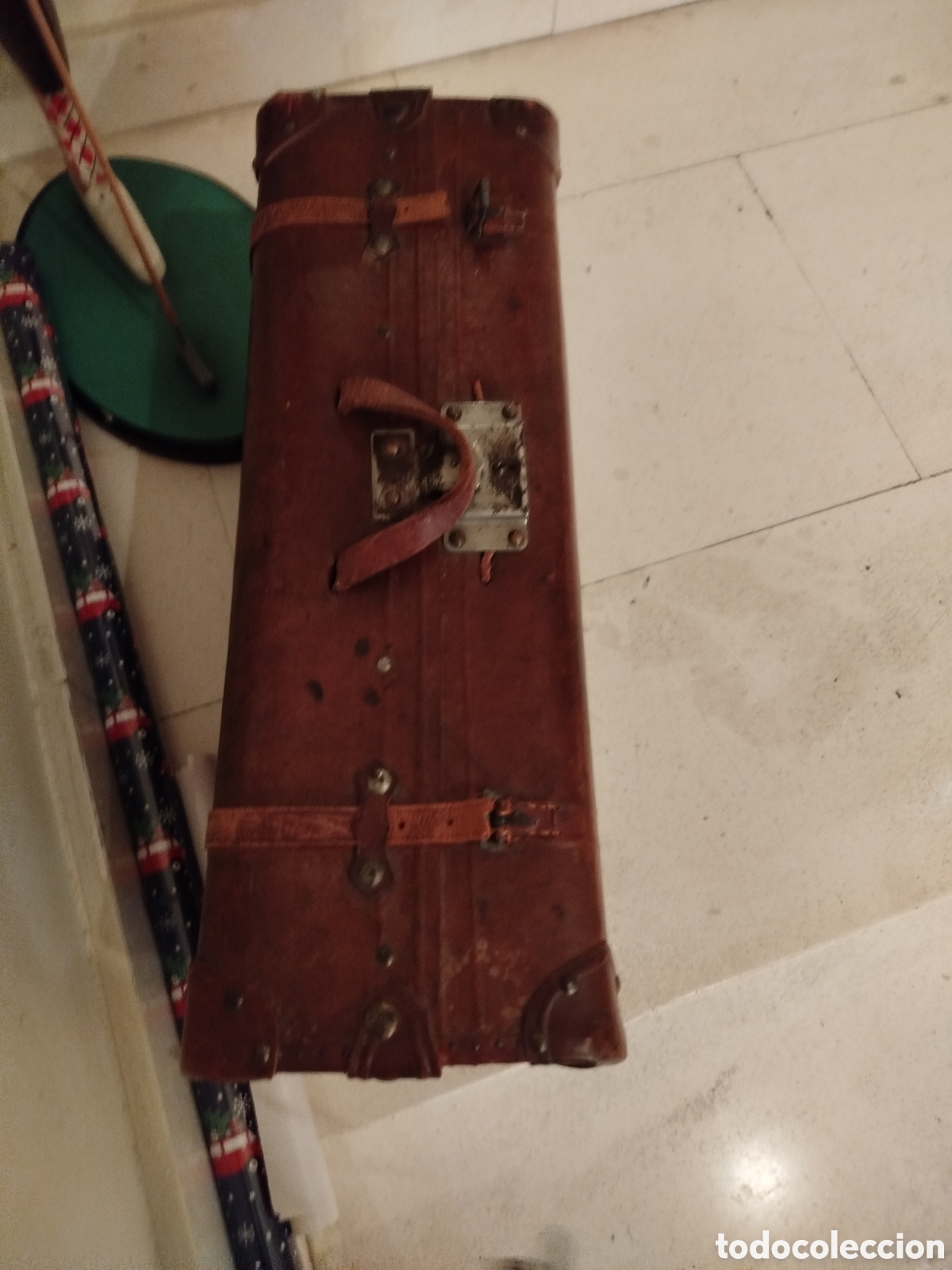 Antig&uuml;edades: Maleta antigua en piel. - Foto 4