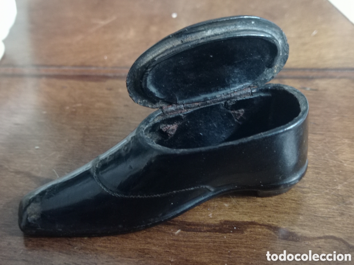 Antig&uuml;edades: Bella caja lacada de rape &bull; zapato bot&iacute;n - Foto 5