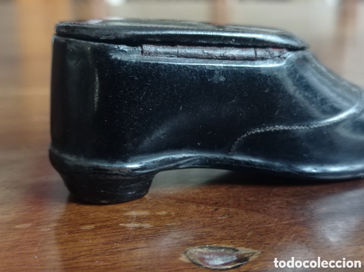 Antig&uuml;edades: Bella caja lacada de rape &bull; zapato bot&iacute;n - Foto 6