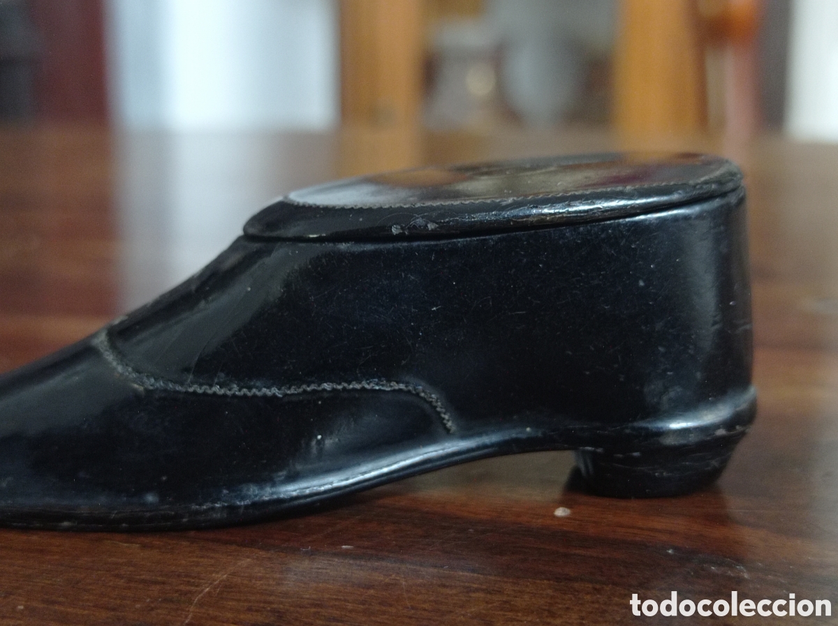 Antig&uuml;edades: Bella caja lacada de rape &bull; zapato bot&iacute;n - Foto 7