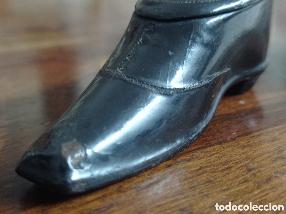Antig&uuml;edades: Bella caja lacada de rape &bull; zapato bot&iacute;n - Foto 8
