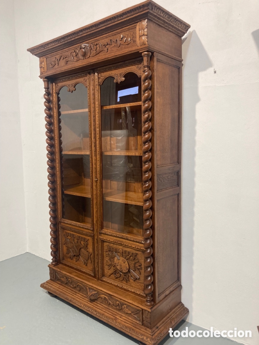 Antig&uuml;edades: Biblioteca o vitrina restaurada roble - Foto 2