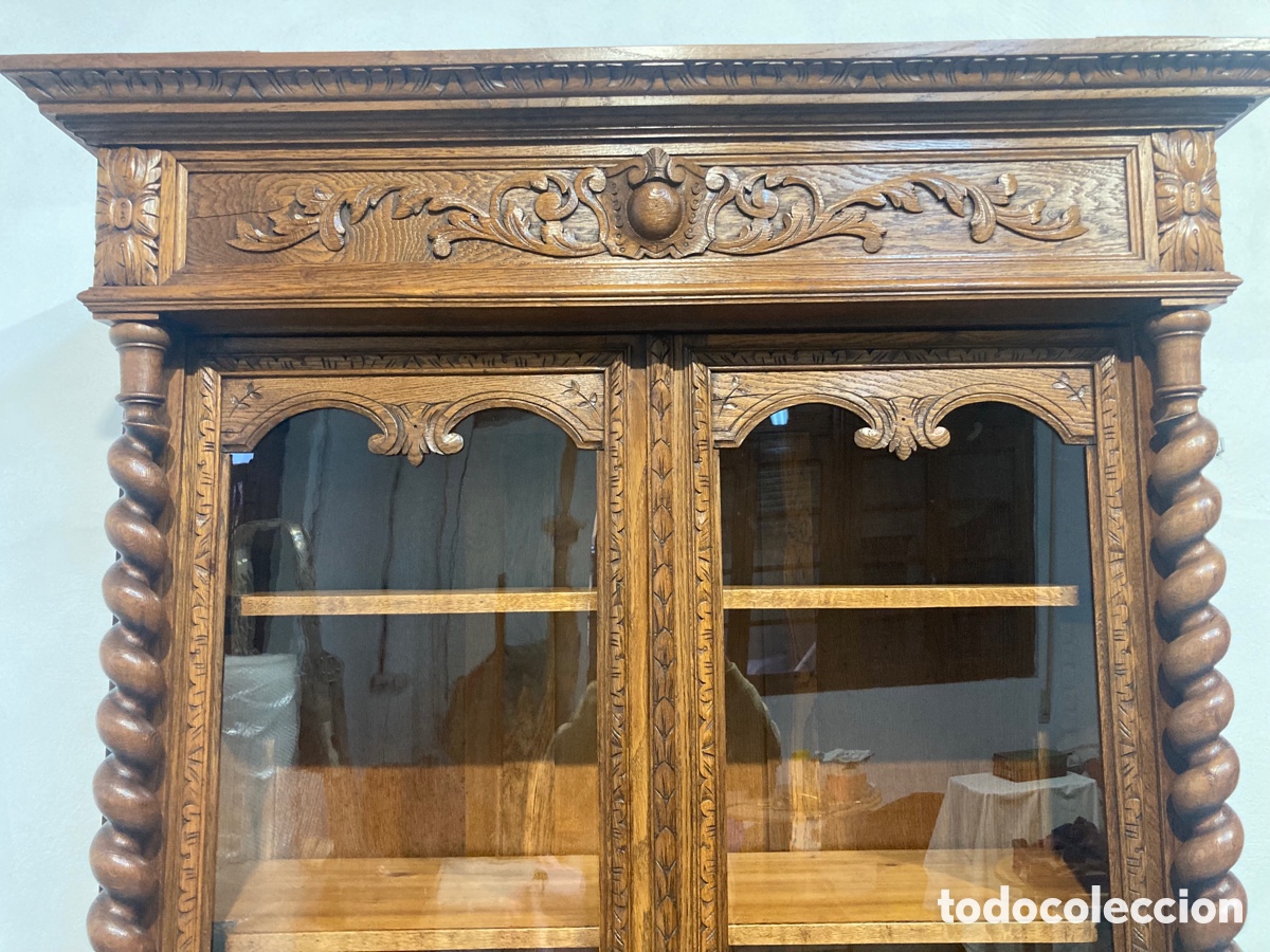 Antig&uuml;edades: Biblioteca o vitrina restaurada roble - Foto 9