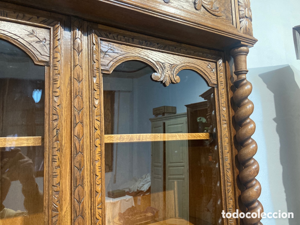 Antig&uuml;edades: Biblioteca o vitrina restaurada roble - Foto 10