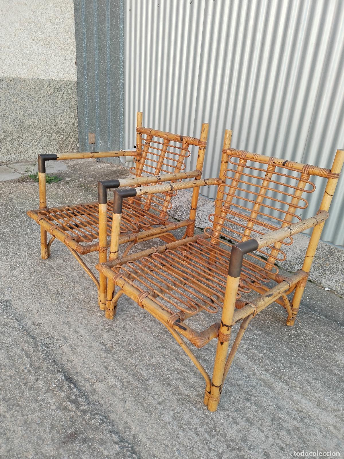 Antig&uuml;edades: pareja de sillones vintage de mimbre - Foto 2