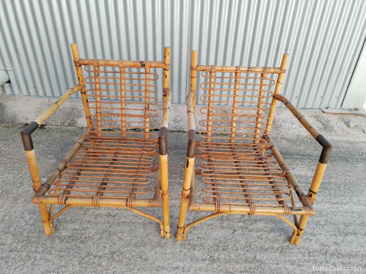 Antig&uuml;edades: pareja de sillones vintage de mimbre - Foto 3