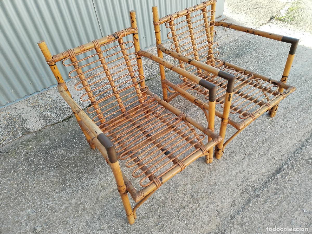 Antig&uuml;edades: pareja de sillones vintage de mimbre - Foto 10