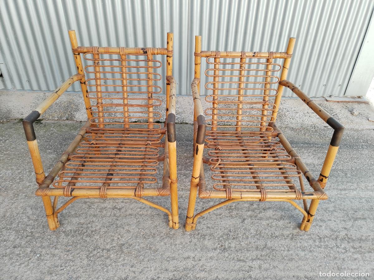 Antig&uuml;edades: pareja de sillones vintage de mimbre - Foto 1