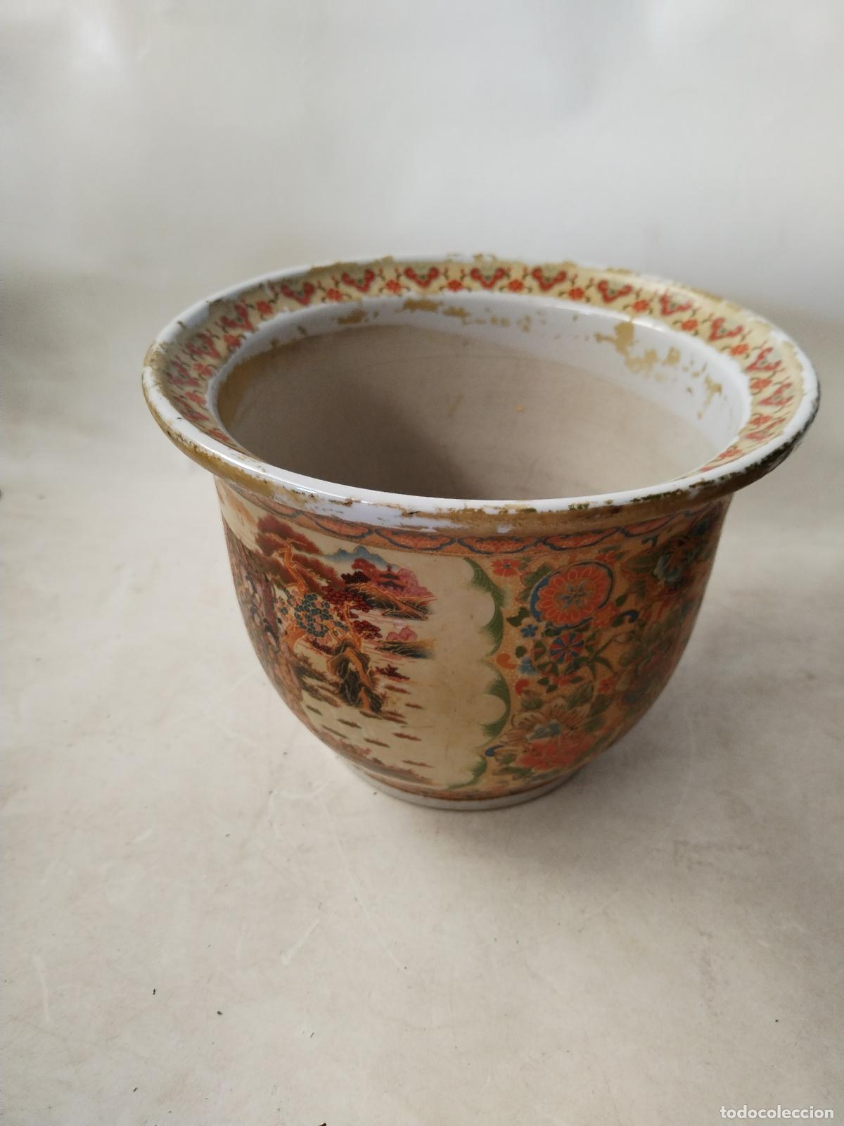 Antig&uuml;edades: macetero chino clasico de ceramica - Foto 3